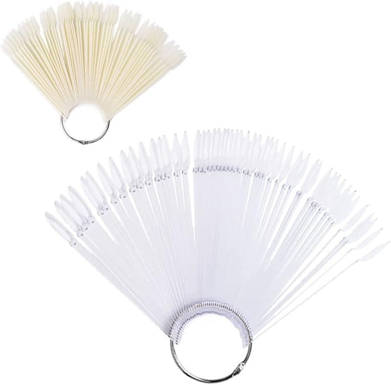 woobles False Nail Swatch Sticks,50Pcs Fan Shaped Round Head Nail Polish Palettes Color Display Card Nail Practice Tools,Transparent Nail Art Polish Display Tips for Nail Art Polish Display(#1) - Image 3